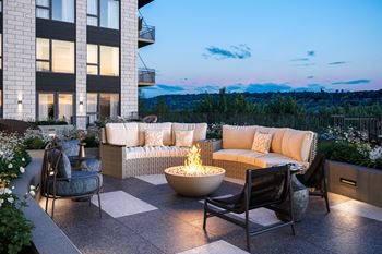 Outdoor patio with a fire pit 